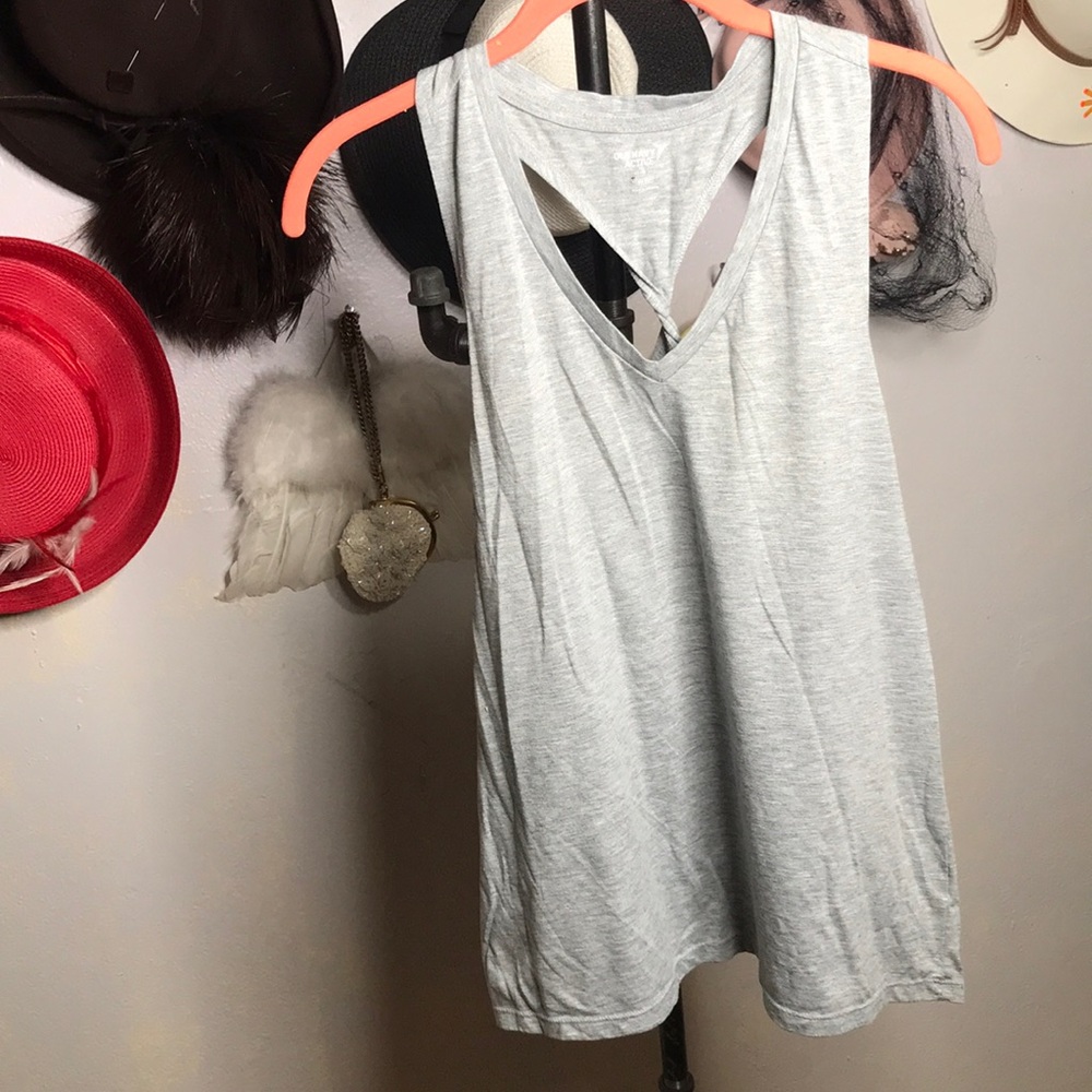 Gray tank twist back style by Old Navy active go dry